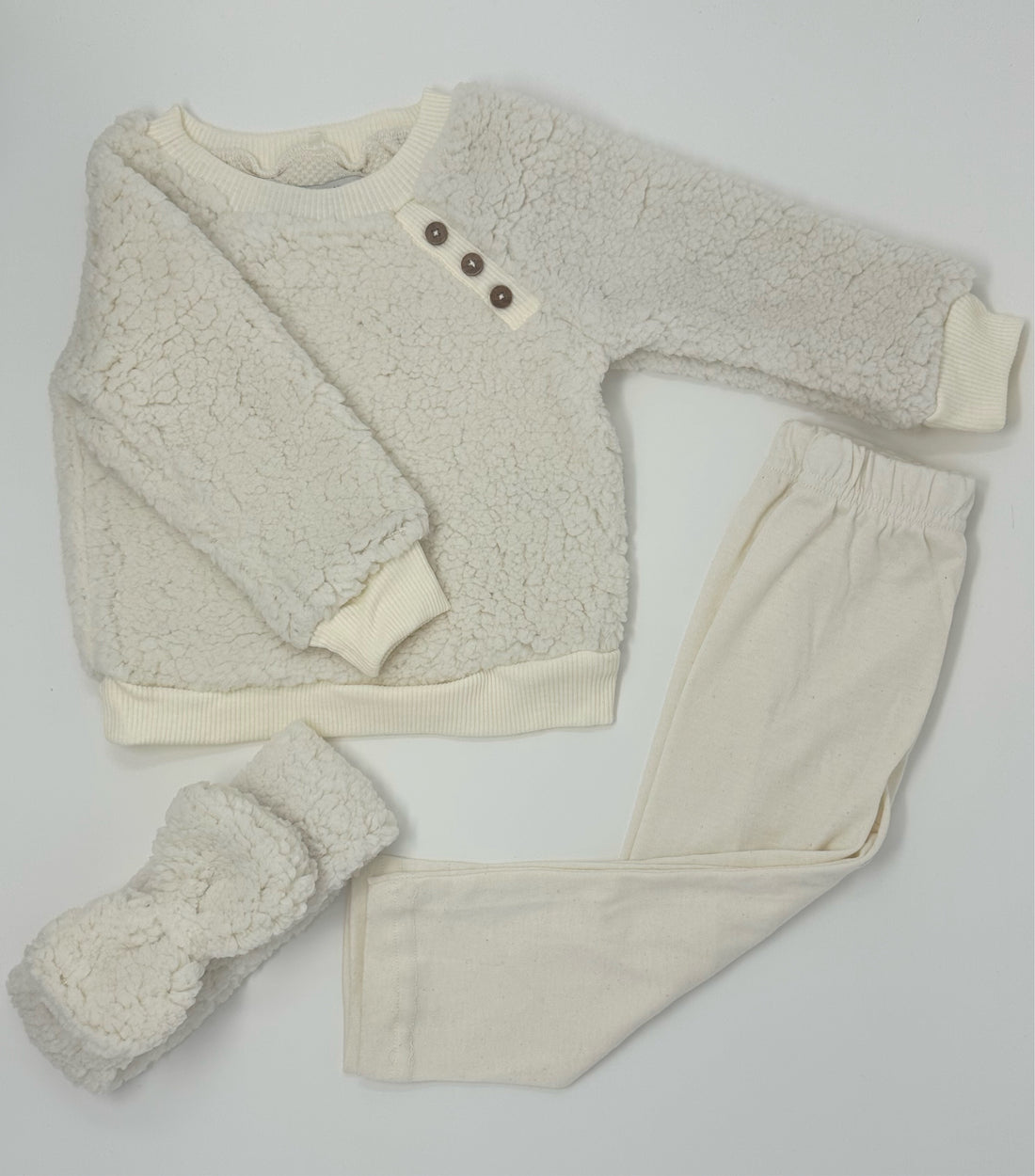 Cream Sherpa Set w/ Bow Headband